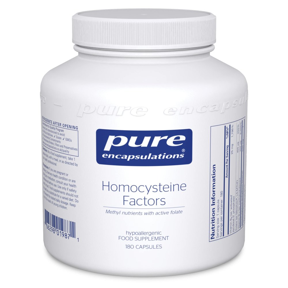 Pure Encapsulations - Homocysteine Factors - Hypoallergenic L-5-MTHF Supplement - Vitamin B6, B12, Natural Folate and Betaine - 180 Capsules