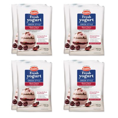 EasiYo Greek Style Black Cherry Yogurt 8 Sachet Pack | Each Sachet Makes 1KG of Yogurt