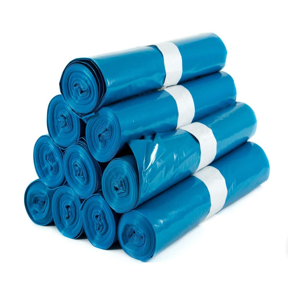 250 Sack Hygiene VOS Sturdy Rubbish Sacks Medium Quality 70 cm Wide and 110 cm Long in Blue 10 Rolls of 25 bin Liners. 120 Litre Capacity Environmentally Friendly Recycled Film