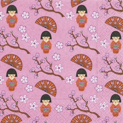 20 Napkins Small Geishas/Japan/Asia/Pattern 33 x 33 cm