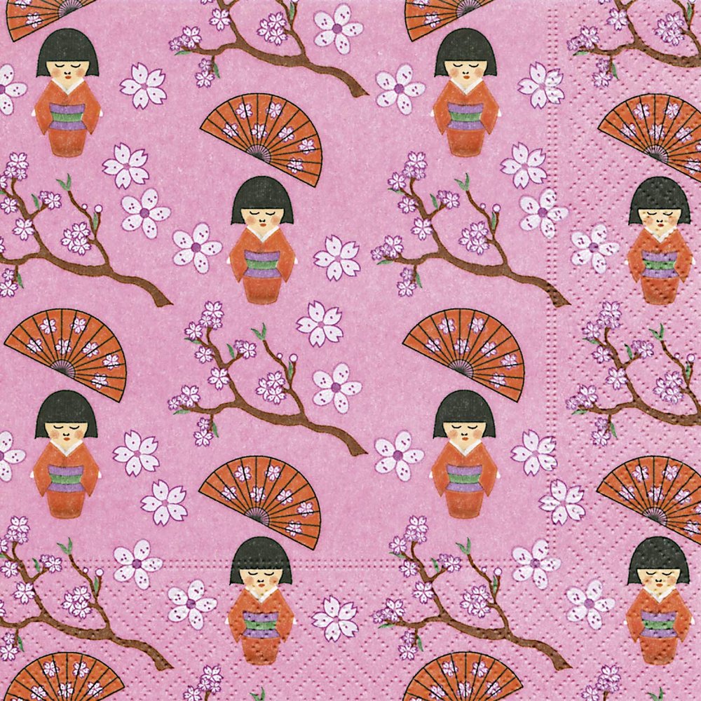 20 Napkins Small Geishas/Japan/Asia/Pattern 33 x 33 cm