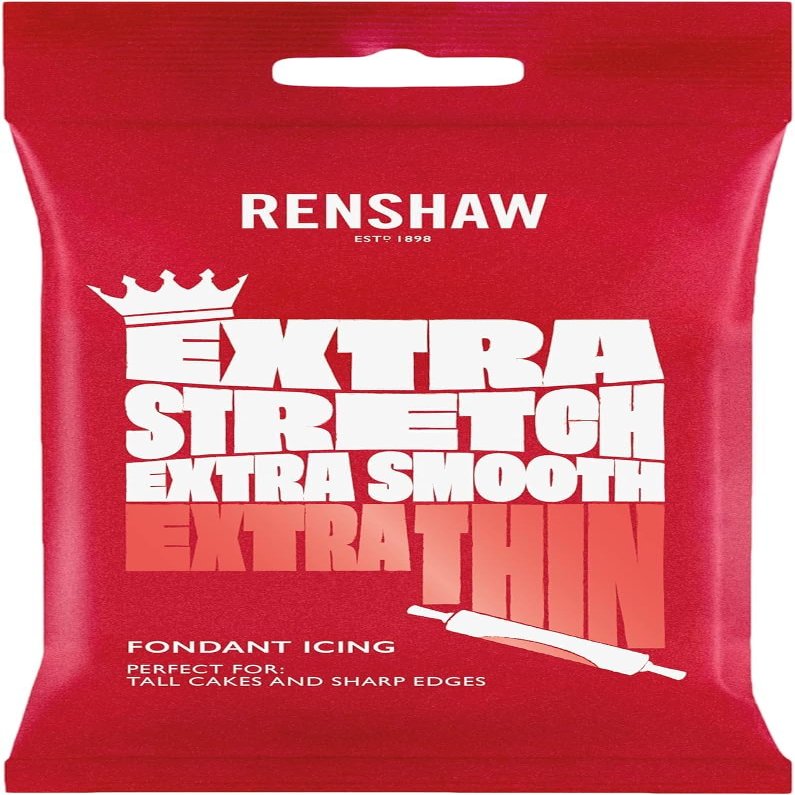 Renshaw Red Extra Stretch, Smooth & Thin Fondant Icing, 1 kg (Pack of 1) - Ready to Roll Icing for Cakes