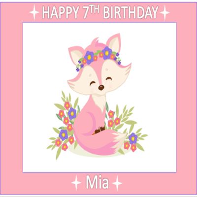 10" x 8 Rectangle baby fox cake topper printed edible icing personalised