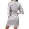 Gallity Women's Sexy Lingerie Lace Sleepwear Satin Nightwear Lace Trim Pajamas Suit (XL, Gray) view 2
