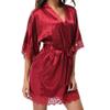 Gallity Women's Sexy Lingerie Lace Sleepwear Satin Nightwear Lace Trim Pajamas Suit (XL, Gray) view 3