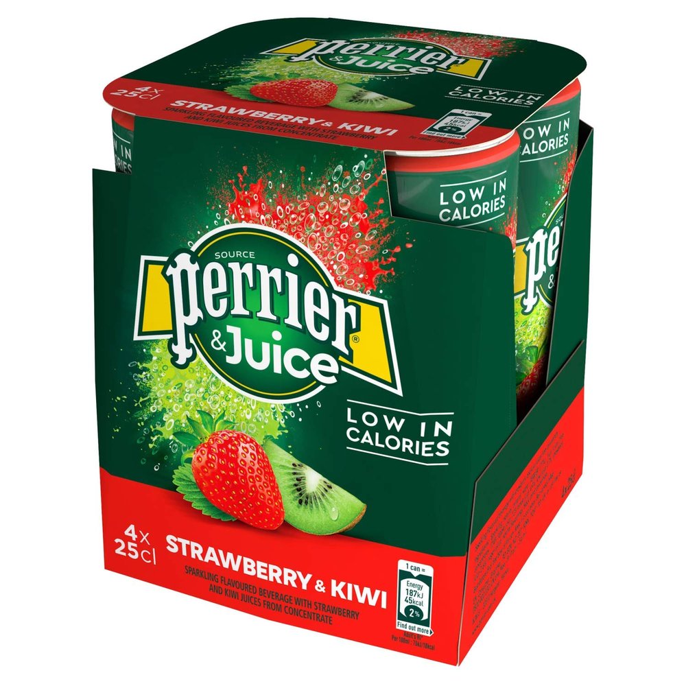 Perrier & Juice Strawberry & Kiwi, Can, 4 x 250 ml