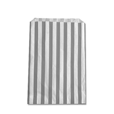 CompleteShopfittings 100x Grey Medium Candy Stripe Paper Bags Sweet Favour Buffet Gift Shop Party Sweets Cake Wedding