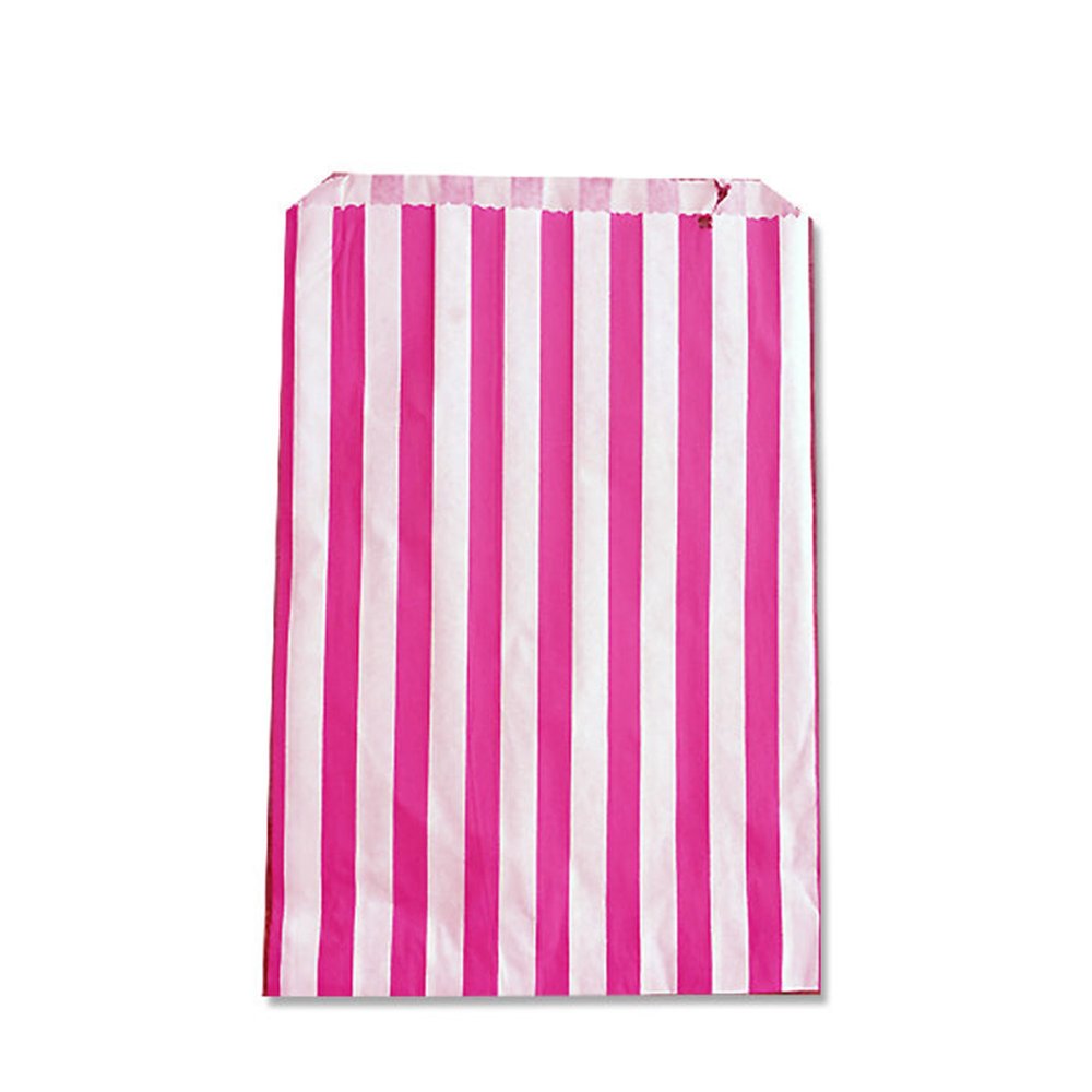 100x Pink Medium Candy Stripe Paper Bags Sweet Favour Buffet Gift Shop Party Sweets Cake Wedding