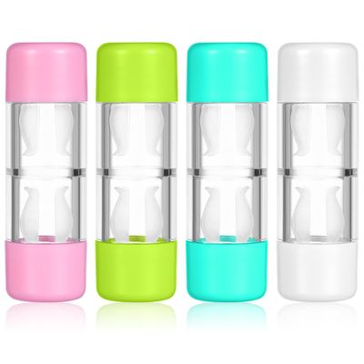 Healifty Mini Travel Rgp Contact Lens Case Hard Protective Storage Box with Transparent Cover for Gas Permeable Lenses Set of 4 Colors