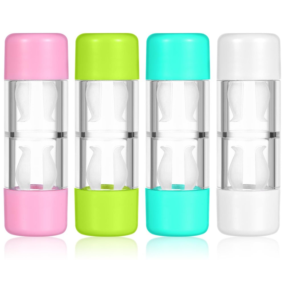 Healifty Mini Travel Rgp Contact Lens Case Hard Protective Storage Box with Transparent Cover for Gas Permeable Lenses Set of 4 Colors