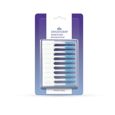 Brush'n Clean Interdental Brushes, Metal and Latex Free with Sodium Fluoride (M/L 1.5-3.5 mm, 80)