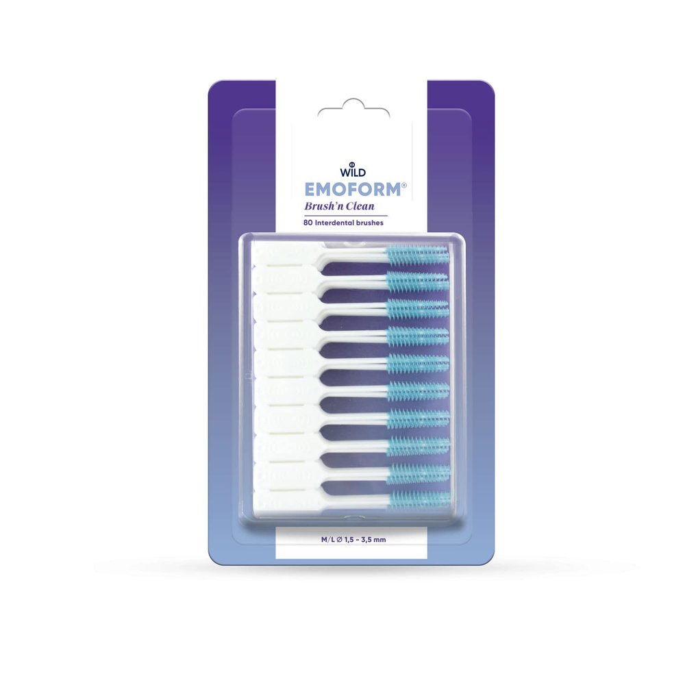 Brush'n Clean Interdental Brushes, Metal and Latex Free with Sodium Fluoride (M/L 1.5-3.5 mm, 80)