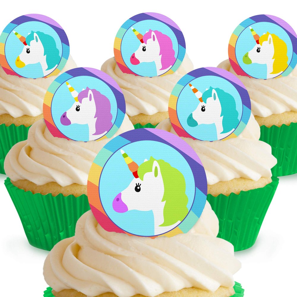 12 x PRE-CUT Unicorn Edible Cake Toppers Style 1