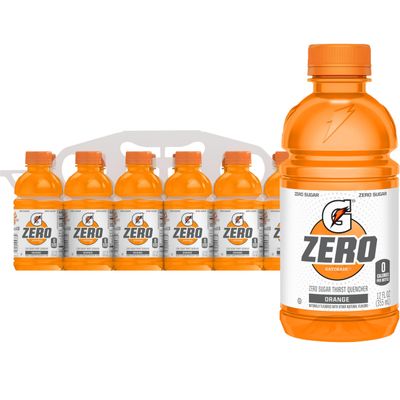 Gatorade Thirst Quencher Zero Sugar Sports Drink, Orange, 12oz , Pack of 12 Electrolytes for Rehydration