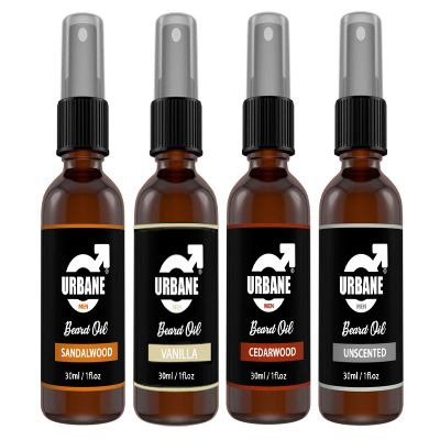 Urbane Men Beard Oil For Men Set of 4  Premium Beard Kit with Sandalwood, Vanilla, Cedarwood, Unscented Essential Oils  Moisturising Beard Conditioner Gift Set