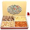 Ghasitaram Gifts Christmas Gifts Chocolates Hampers - Eco 4 Part Print Hamper Box with Almonds, Pistachios, Namkeen and English Brittles Chocolates 600 GMS view 1