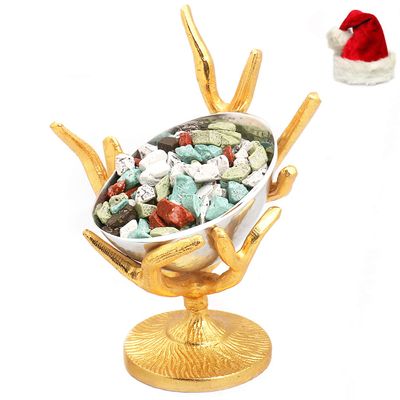 Ghasitaram Gifts Christmas Gifts Chocolates Hampers - Silver Designer Tree Stone Chocolate Bowl