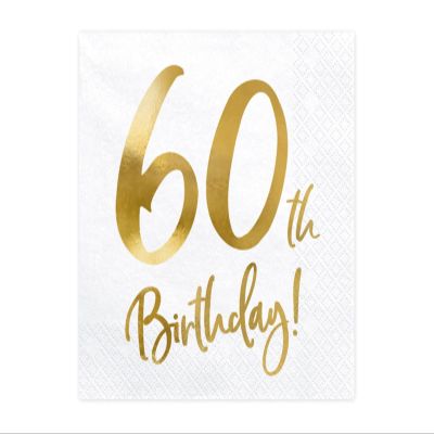 (20) 60Th Gold Foil On White Napkins
