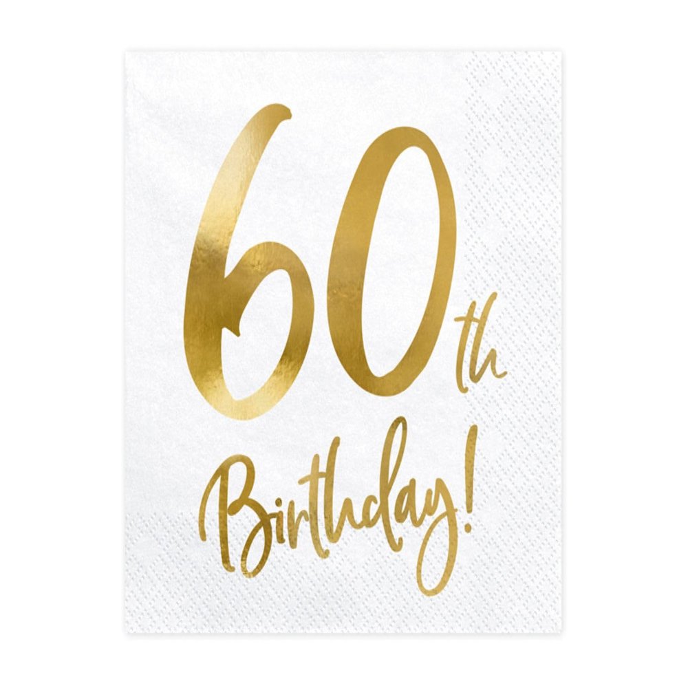 (20) 60Th Gold Foil On White Napkins