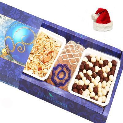 Ghasitaram Gifts Christmas Gifts Hampers - Nutties , Namkeen and Almonds Pouch Hamper
