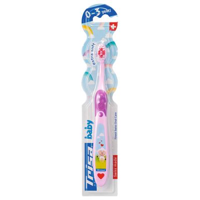 Trisa Baby Ultra Soft Toothbrush for Toddlers for Gentle Care of Milk Teeth 0-3 Years Pink