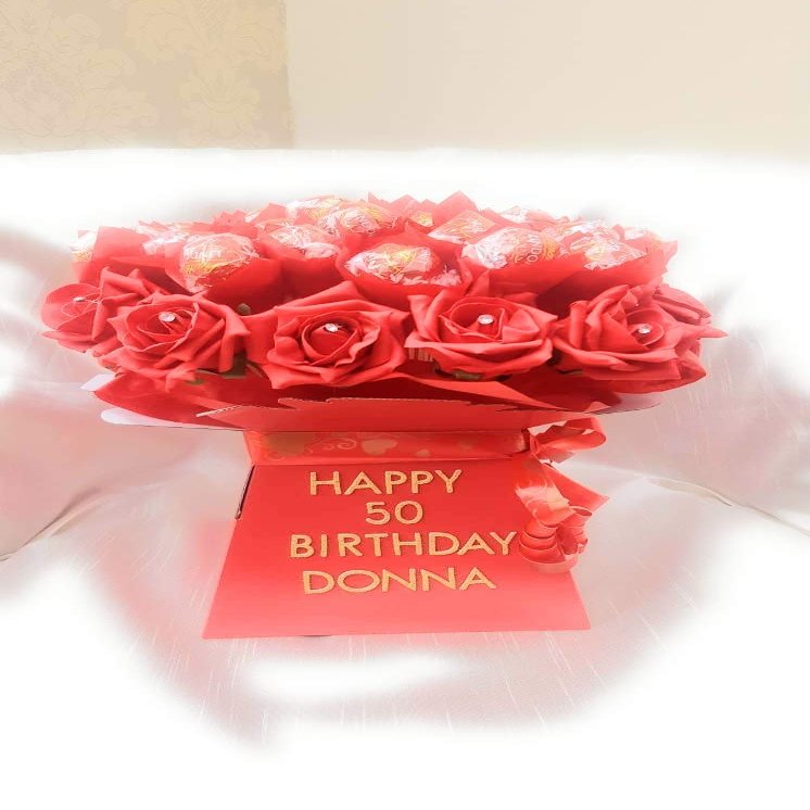 Baskets Hampers and More Chocolate Bouquet Luxury Red Personalised Box Chocolate Bouquet