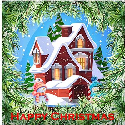 7.5 inch square Christmas window cake topper printed edible wafer