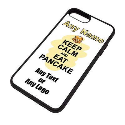 Personalised Gift - Keep Calm Eat Pancake iPhone 7/8 Case (Food Design) Any Name Message Unique Apple TPU Cover - Carry Poster Party Diet Snack Veg Chocolate Fish Chip Fruit Cream Pizza