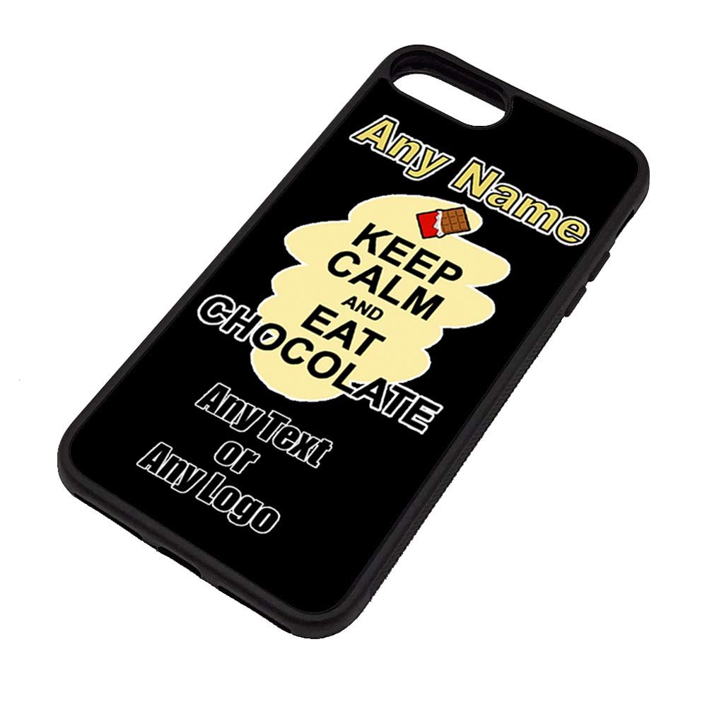 Personalised Gift - Keep Calm Eat Chocolate iPhone 7/8 Case (Food Design) Any Name Message Unique Apple TPU Cover - Carry Poster Party Diet Snack Cake Fish Chips Fruit Cream Veg Pizza