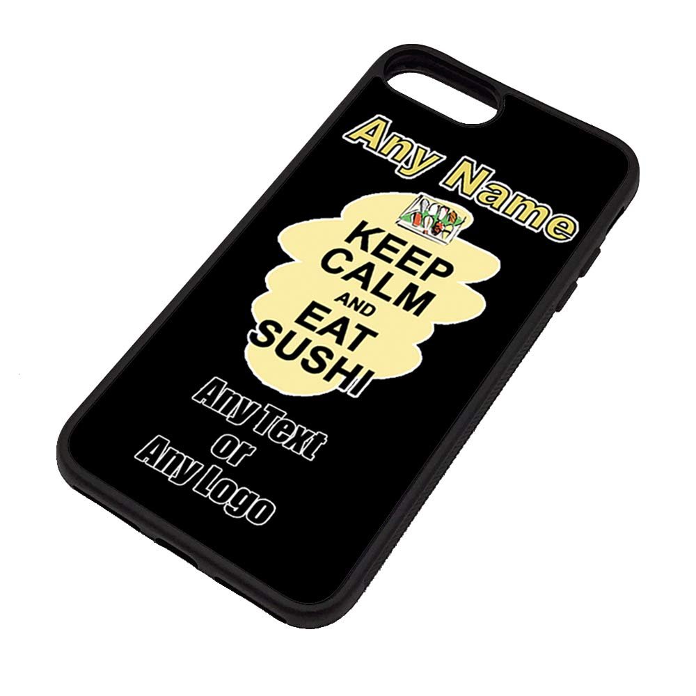 Personalised Gift - Keep Calm Eat Sushi iPhone 7/8 Case (Food Design) Any Name Message Unique Apple TPU Cover - Carry Poster Party Diet Snack Cake Chocolate Fish Chips Fruit Cream Pizza