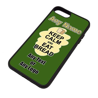 Personalised Gift - Keep Calm Eat Bread iPhone 7/8 Case (Food Design) Any Name Message Unique Apple TPU Cover - Carry Poster Party Diet Snack Cake Chocolate Chips Fruit Cream Veg Pizza