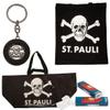 FC St. Pauli Shopping Set Fabric Bag Organic Shopping Bag Recycled Key Chain Shopping Chip Black + Fanergy Grape Sugar