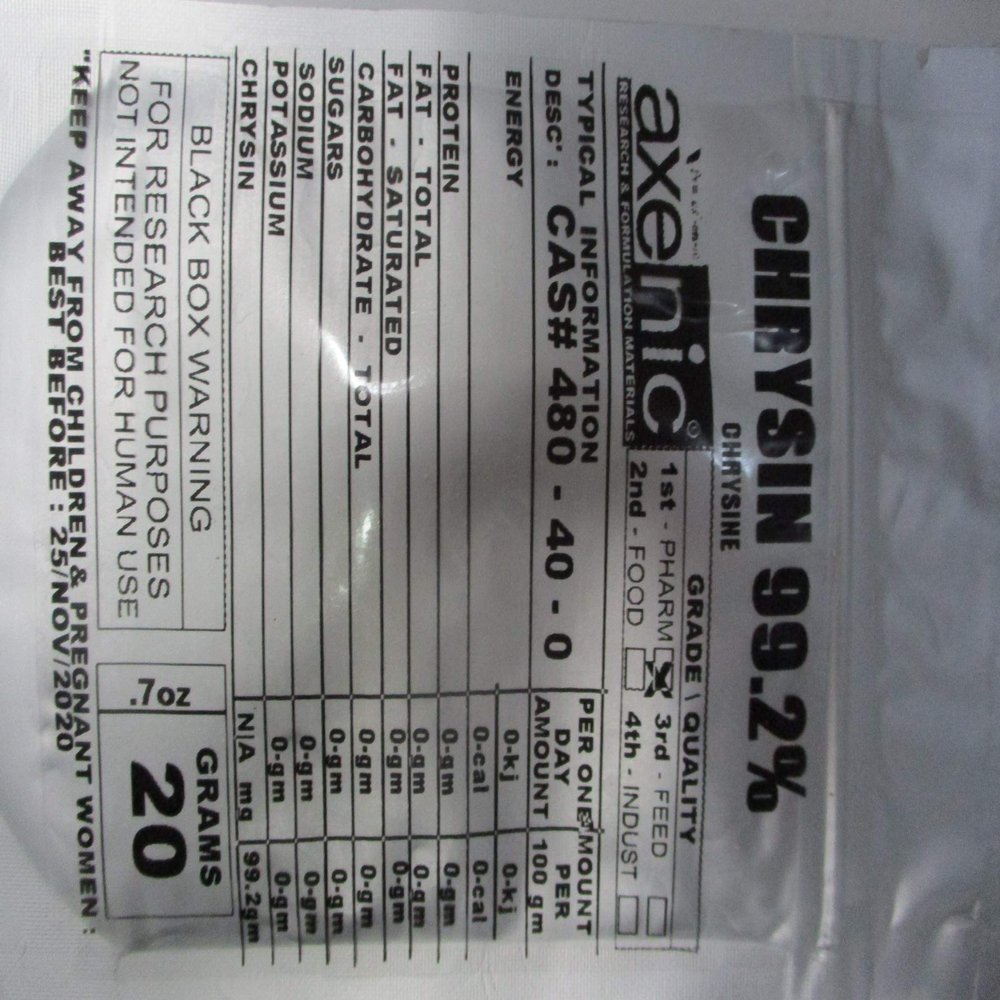 20 grams CHRYSIN 99% ISOFLAVONE, pharm' grade powder