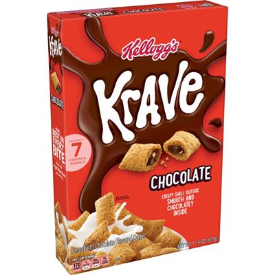 Kellogg's Krave Breakfast Cereals, 7 Vitamins and Minerals, Kids Snacks, Chocolate, 11oz Box (1 Box)