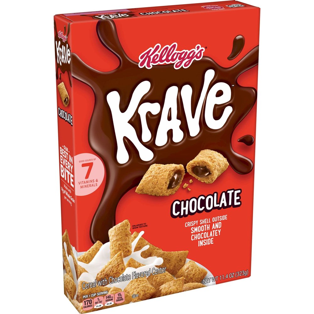 Kellogg's Krave Breakfast Cereals, 7 Vitamins and Minerals, Kids Snacks, Chocolate, 11oz Box (1 Box)