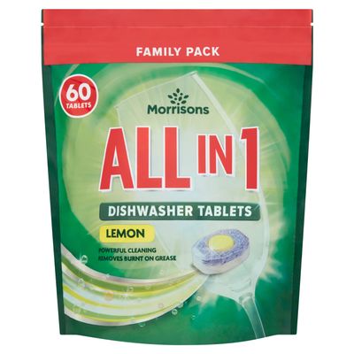 Morrisons All In One Lemon Dishwasher Tablets (60 Tablets)