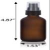 2 oz Frosted Amber Glass Boston Round Black Treatment Pump Bottle (6 Pack) + Funnel view 2