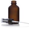 2 oz Frosted Amber Glass Boston Round Black Treatment Pump Bottle (6 Pack) + Funnel view 3