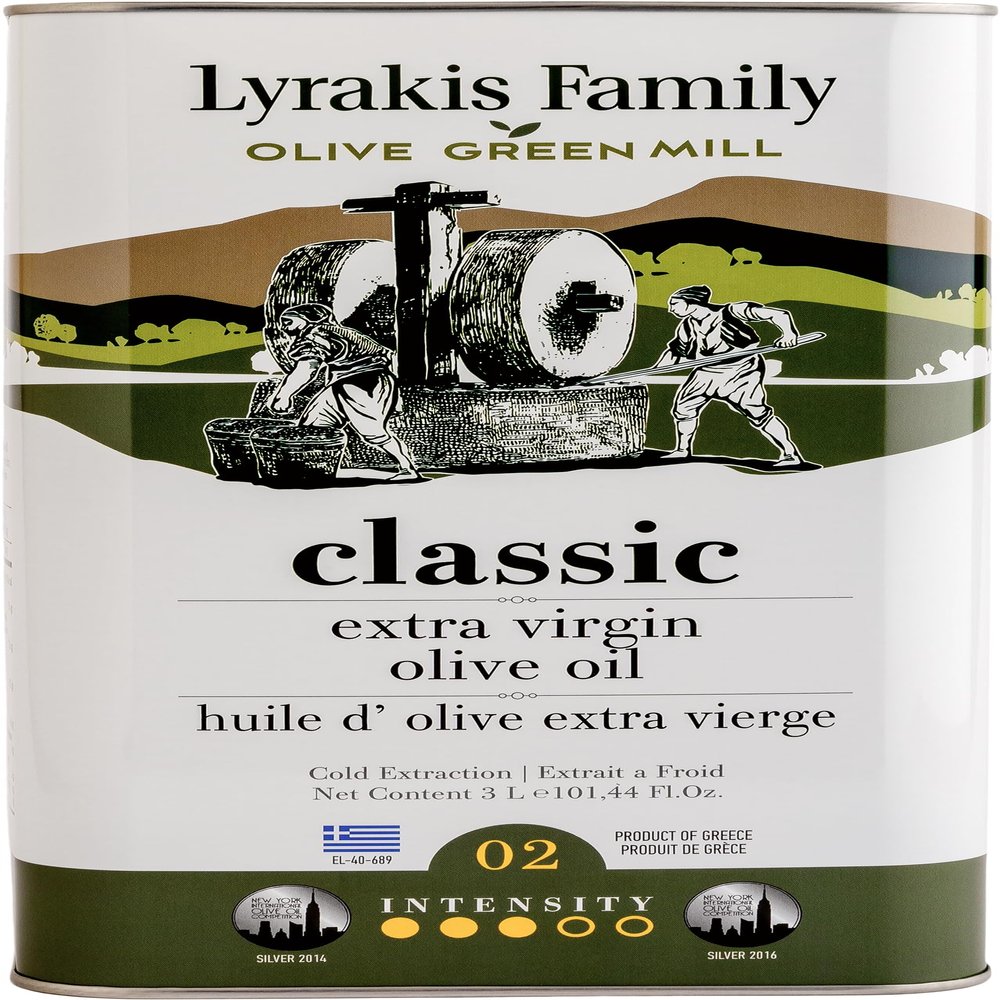 Lyrakis Family Olive Oil 3L Greek Extra Virgin, Premium First Cold Pressed, High Polyphenols, Handpicked Olives, New Harvest, Fresh Juice from Crete Since 1975