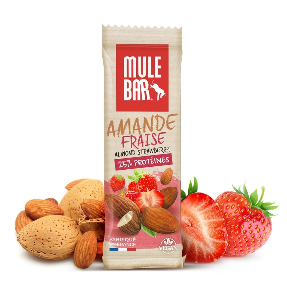 Mulebar - Protein Bar - Almond - Strawberry - 40g - Vegan - 25% protein - Made in France
