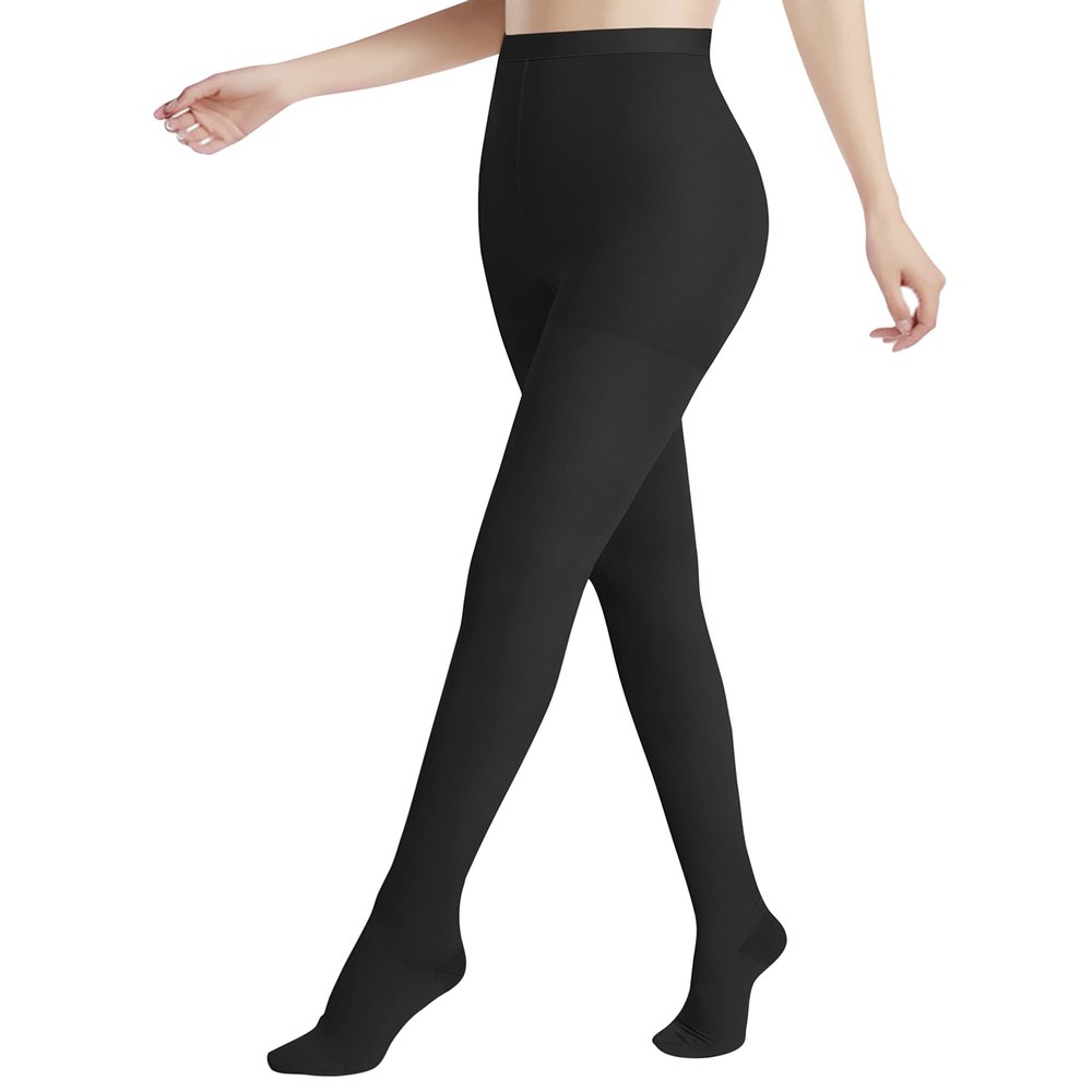 DCCDU Medical Compression Pantyhose for Women Support 20-30 mmHg Treatment Swelling, Edema Varicose Veins Waist high Compression Stockings, Close Toe Black, Large