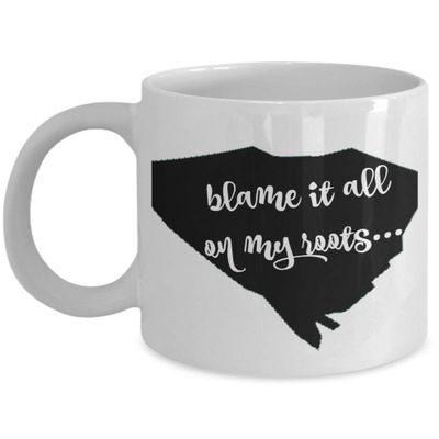 Blame it all on my roots, South Carolina coffee mugs, South Carolina born and raised, South Carolina pride gift, South Carolina state gift