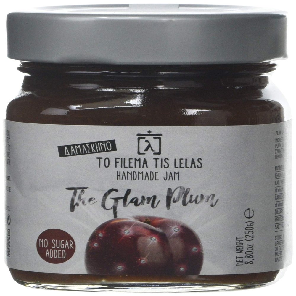 To Filema Tis Lelas Handmade No Added Sugar Jam  The Glam Plum, Pack of 2 x 240g (480g Total) | 75% Greek Fruit | Vegan, Gluten Free, Preservative Free | Artisan Plum Marmalade