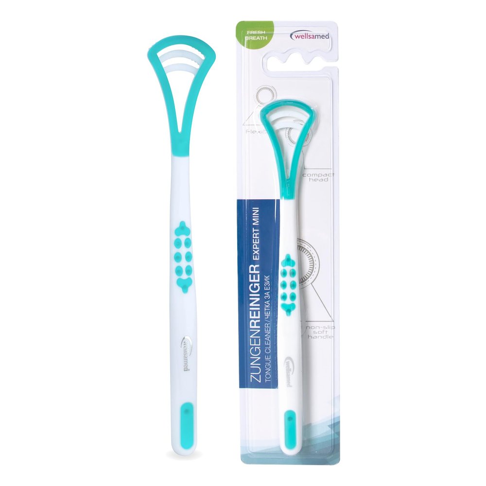 wellsamed TongueCleaner Expert Mini Tongue Scraper Slim Design Minimizes Gag Irritation Tongue Cleaning Works Against Bad Breath