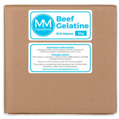 Beef Gelatine 5Kg 240 Bloom. Professional grade