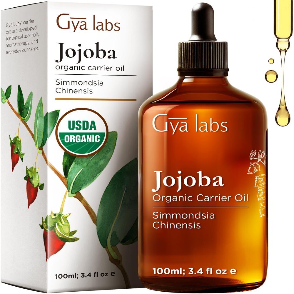 Gya Labs Organic Jojoba Carrier Oil for Skin - 100% Pure Natural Jojoba Oil Organic Unrefined - Jojoba Oil for Hair, Body, Ear Stretch, Nails, Makeup Remover & Facial Moisturizer (100ml)