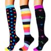 Double Couple 3 Pairs Compression Socks for Women Men 20-30mmhg Knee High Stocking for Sports Running Travel Nurses, Multicoloured 1, Large-X-Large view 1