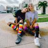 Double Couple 3 Pairs Compression Socks for Women Men 20-30mmhg Knee High Stocking for Sports Running Travel Nurses, Multicoloured 1, Large-X-Large view 4