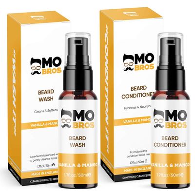 Beard Wash & Conditioner Pack |Wash to Soften & Refresh|Conditioner to Cleanse & Revive|Vanilla & Mango|2 x 50ml