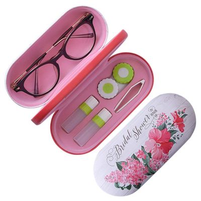Onwon 2-in-1 Glasses Case Len Case & Eye Glasses Double Layer Storage Case with Mirror - Fresh Creative Double Sided Portable Design Perfect for Home, Office and Travel (Red)